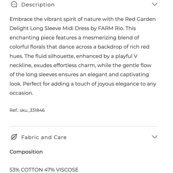 $350 NWT FARM RIO Garden Delight Red Fall Floral Midi Dress – Medium - Picture 13 of 15